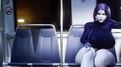 Hey, horny guy! Are you ready to watch a hot hentai porn video where the sexy and naughty Raven is taking a train ride?