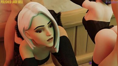 A sexy couple, Ashe and Dva, get their kinky desires fulfilled by the Jade Bell’s polished services