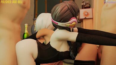 A sexy couple, Ashe and Dva, get their kinky desires fulfilled by the Jade Bell’s polished services