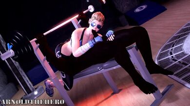 Watch Cassie spot for her gym partner, Arnold the hero, in this hentai PORN video!