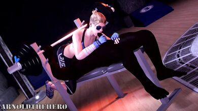 Watch Cassie spot for her gym partner, Arnold the hero, in this hentai PORN video!