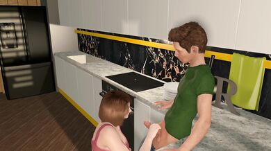 Sexy Chef Mama Seduces Her Sons Friend While Cooking in the Kitchen