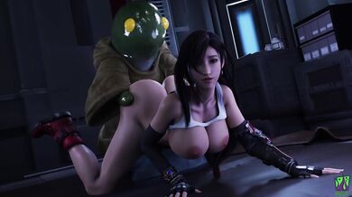 Beastly Joe, an alien creature from a distant planet, is welcomed by the lovely Tifa in this sexy intergalactic hentai porn video