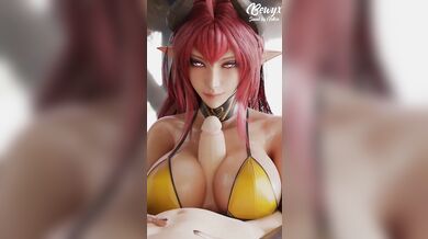 The Demon Girl Gives a Sweet Titjob