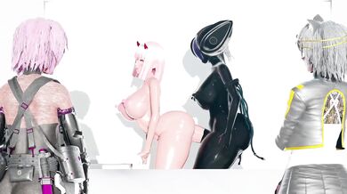 This is a lewd scene between Nyakumi and her partner in crime, where they engage in extended sexual acts that will leave you hot and bothered