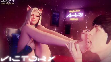 Watch Ahri get her feet worshipped in this intense foot fetish porn scene!