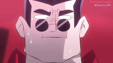 The thirsty headtaker finally reached the end of the liquorice, and decided to take a break from his favorite pastime