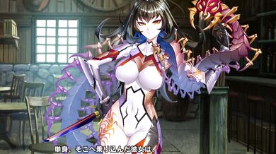 I want to watch a porn video of Taimanin Asakura and Soma Narumi having passionate sex in an RPG world where they level up by doing sexy things