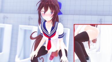 The Ultimate Futa Public Urinal Fantasy - Hikari Gets Caught in the Act!