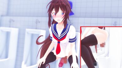 The Ultimate Futa Public Urinal Fantasy - Hikari Gets Caught in the Act!