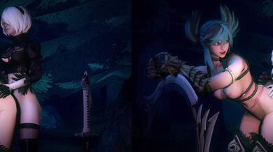 This is a hot porn scene with two girls, Tira and Bouquetman, who are enjoying themselves in the bedroom