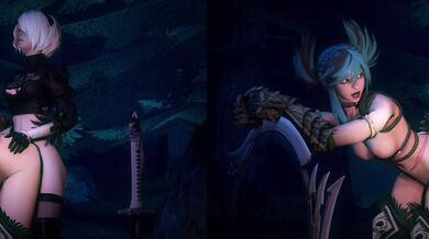 This is a hot porn scene with two girls, Tira and Bouquetman, who are enjoying themselves in the bedroom