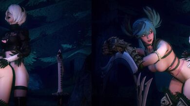 This is a hot porn scene with two girls, Tira and Bouquetman, who are enjoying themselves in the bedroom