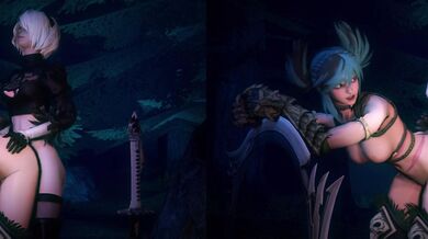 This is a hot porn scene with two girls, Tira and Bouquetman, who are enjoying themselves in the bedroom