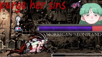 Purging her sins with Morrigan, a seductive demoness takes on an unsuspecting mortal in a sensual game of pleasure and pain