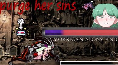 Purging her sins with Morrigan, a seductive demoness takes on an unsuspecting mortal in a sensual game of pleasure and pain