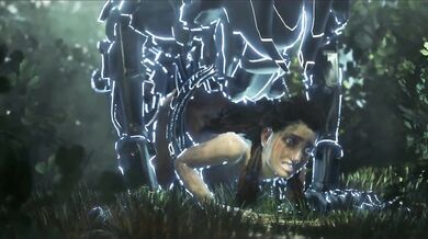 The sexy huntress Aloy and her stalker from the Dirty series have a passionate encounter in the forest