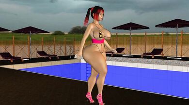 A hot and sexy blonde named Dixie takes a dip in the swimming pool, but little did she know that she was about to get fucked by two horny guys
