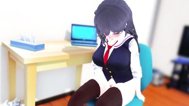 Watch as Hikari, a young and sexy futa with her cute pussy and giant cock, pleasures herself in front of the camera!