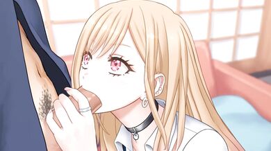 Riko Matsumoto gives a deep throat blowjob with her marine lover