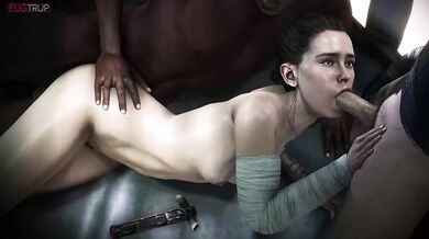 Watch the hottest threesome with Rey from Star Wars in this erotic porn video