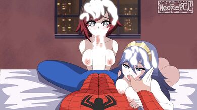 Ruby, Rose, and Lucina get tangled up with Spider-Man in an orgy of superheroic proportions!