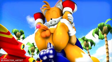 Sonic, Tails and Wector have a threesome in the x-zone