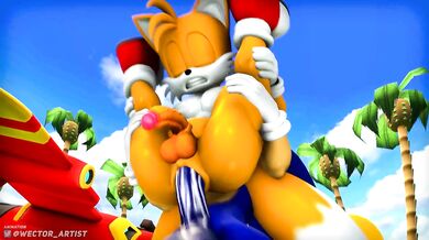 Sonic, Tails and Wector have a threesome in the x-zone