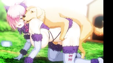 After getting caught with a mysterious girl by his owner, Kyrielight is for*ced to have sex with her and his dog