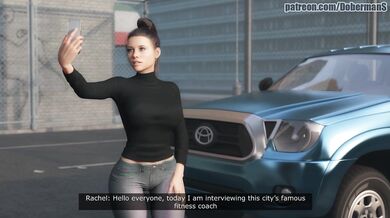 Watch Rachel the slutty journalist in her first porn scene with Doberman Studio!