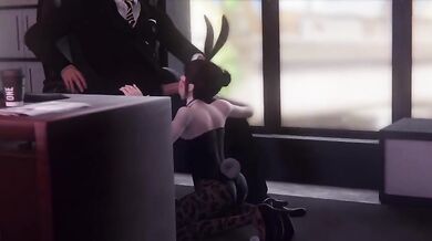 Young woman gets f*cked by a furry rabbit cop named Splucy Tama, in a dirty public restroom