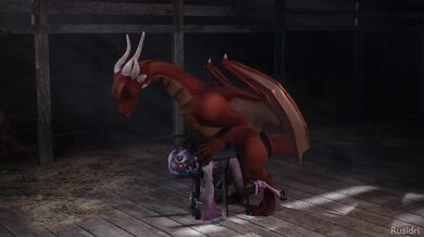 Monster human breeding: Gay gryphon used as mount by dragon and bred