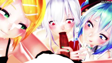 Miku, Haku, and Rin - New Years Eve Semen Cleansing