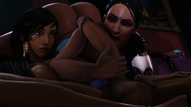 Symmetra and Pharah: Black Magic Cock Tease