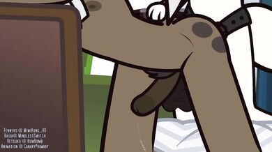 A fennec fox and a haida girl have some fun with a canary on a sunny day in the garden