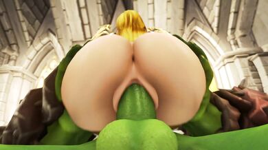 A horny orc warrior rides a sexy wolf-girl named Luna in slow motion while noname55 directs the scene in this erotic fantasy adventure