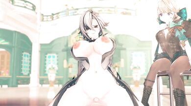 Watch as Anna Anon takes a break from her kora studies to receive an unexpected thighjob from Arlecchino in this hentai porn video