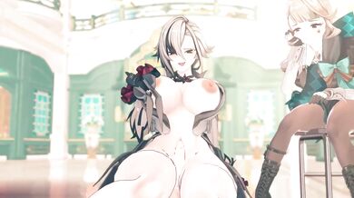 Watch as Anna Anon takes a break from her kora studies to receive an unexpected thighjob from Arlecchino in this hentai porn video