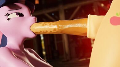 Applejack is fucked hard by Twilight while they both enjoy oral pleasures in this hentai PORN video
