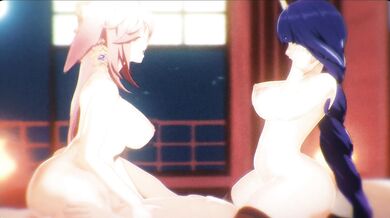 This hentai PORN video features Yae Miko and Raiden Shogun who are getting it on in the morning while their significant others are away