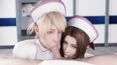 Lunafreya and Aerith Double BJ Nurse Lazy Procrastinator