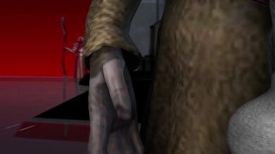 In the throne room of Jabba the Hutt, Princess Leia is ordered to pleasure her captor while Darth Vader watches with glee