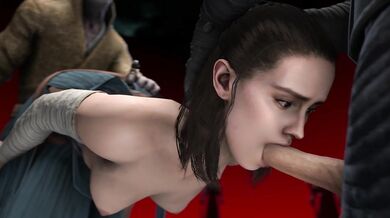 In the throne room of Jabba the Hutt, Princess Leia is ordered to pleasure her captor while Darth Vader watches with glee