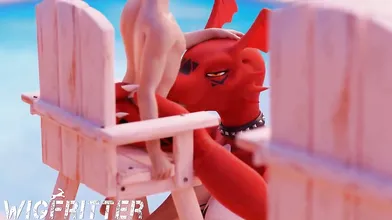 Guilmons Blowjob Adventure with the Wet and Wild Lifeguard - Wigfitter