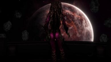 The sexy intergalactic adventure begins as Kerrigan, an alluring alien, dances seductively on a spaceship