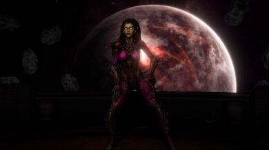 The sexy intergalactic adventure begins as Kerrigan, an alluring alien, dances seductively on a spaceship