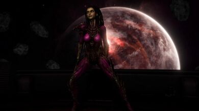 The sexy intergalactic adventure begins as Kerrigan, an alluring alien, dances seductively on a spaceship