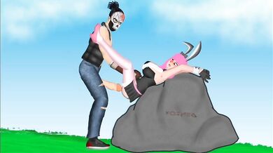 Surrendering to the Skull Masked Raper, the Bunny Girl Finds Fire in her Orifices!