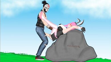 Surrendering to the Skull Masked Raper, the Bunny Girl Finds Fire in her Orifices!