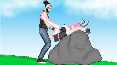 Surrendering to the Skull Masked Raper, the Bunny Girl Finds Fire in her Orifices!